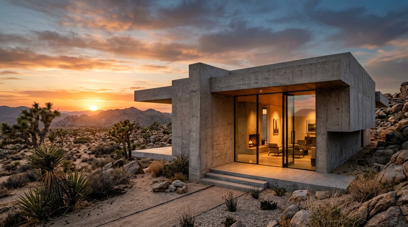 Raw Concrete Desert Sanctuary